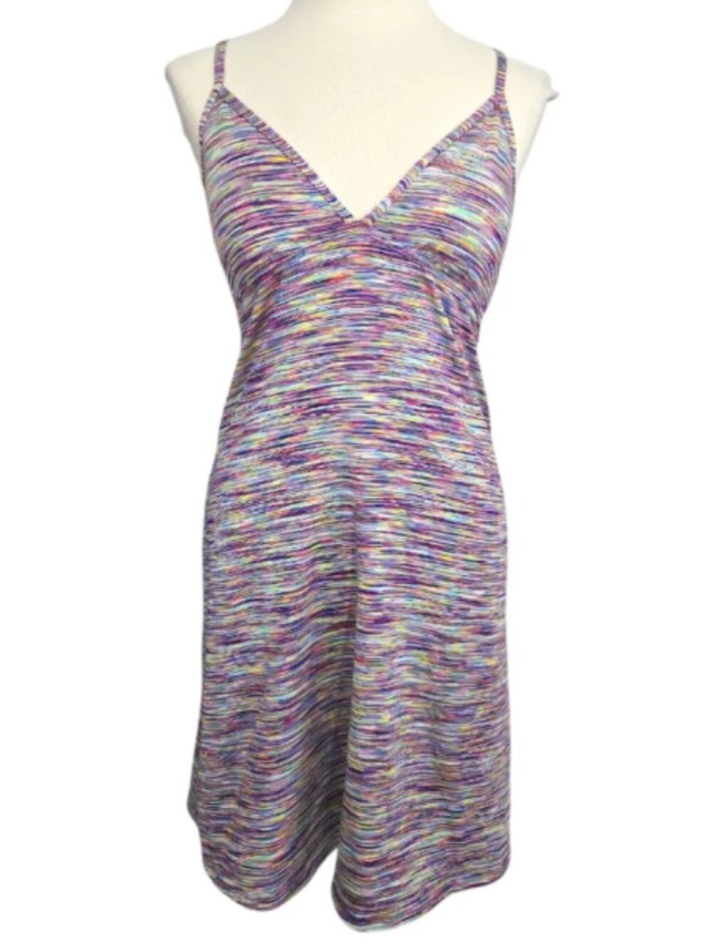 Athleta Space Dye Mini Dress Rainbow Multicolor Strappy Swim Cover Up Size M